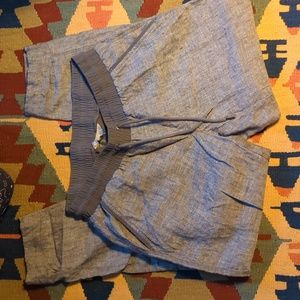 Athleta Bali Linen Ankle Pant Gray Relaxed Joggers size 4